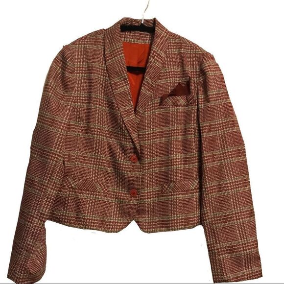 Vintage Houndstooth Long Sleeve Crop Jacket Medium - Picture 11 of 12